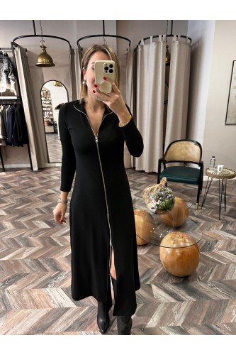 6900-2088 ÖNDEN FERMUARLI MAXİ BOY ELBİSE