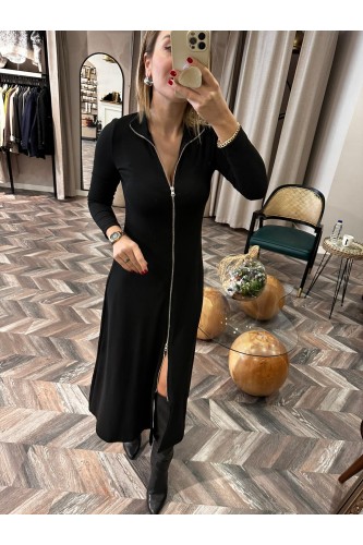 6900-2088 ÖNDEN FERMUARLI MAXİ BOY ELBİSE