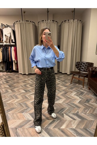 8647-LEOPAR STRAİGHT JEANS