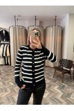 8771-842 KOL YIRTMAÇLI ÇİZGİLİ HIRKA