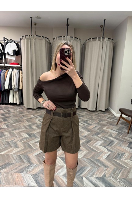 8994-71554 KEMERLİ YÜKSEK BEL ŞORT