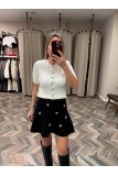 8996-80119 BELİ LASTİKLİ EL İŞİ TAŞ İNCİ NAKIŞLI TRİKO ETEK