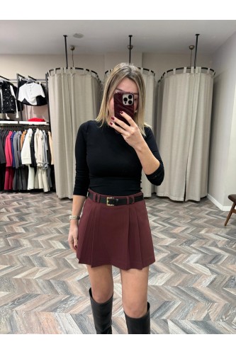 8997-81055 KEMERLİ DUBLE MİNİ ŞORT ETEK