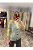 9041-60964 V YAKA ÇİZGİLİ DÜĞMELİ TRİKO HIRKA