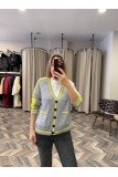 9041-60964 V YAKA ÇİZGİLİ DÜĞMELİ TRİKO HIRKA