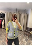 9041-60964 V YAKA ÇİZGİLİ DÜĞMELİ TRİKO HIRKA