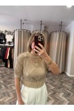9099-10584 AJURLU EL İŞİ ÇİÇEK MOTİFLİ TRİKO