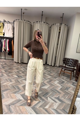 9256-71538 KEMERLİ PAMUK KARIŞIMLI PANTOLON