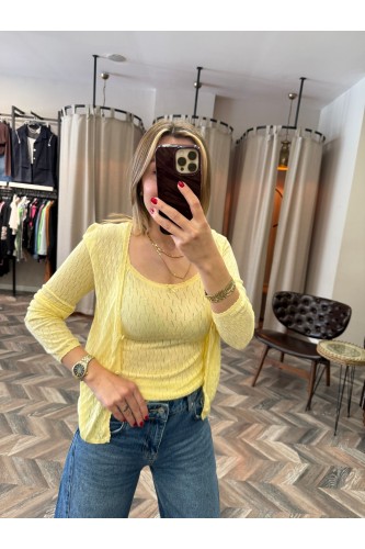 9326-60969 V YAKA AJURLU DÜĞMELİ TRİKO HIRKA