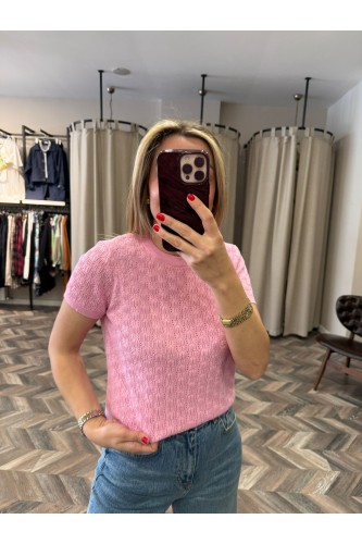 9324-10760 BİS YAKA DESENLİ TRİKO BLUZ