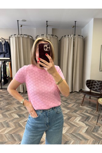 9324-10760 BİS YAKA DESENLİ TRİKO BLUZ