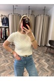 9324-10760 BİS YAKA DESENLİ TRİKO BLUZ