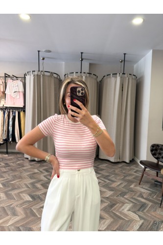 9432-31889 ÇİZGİLİ CROP TOP