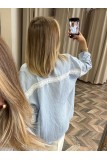 9121-4958 DANTELLİ ÇİZGİLİ GÖMLEK