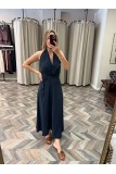 9579-248078 BOYUNDAN BAĞLAMALI SIRTI AÇIK ELBİSE