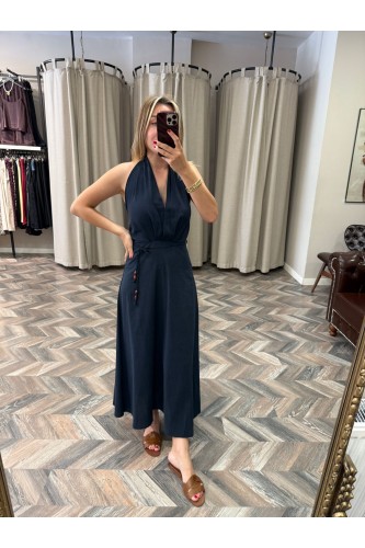9579-248078 BOYUNDAN BAĞLAMALI SIRTI AÇIK ELBİSE