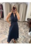 9579-248078 BOYUNDAN BAĞLAMALI SIRTI AÇIK ELBİSE