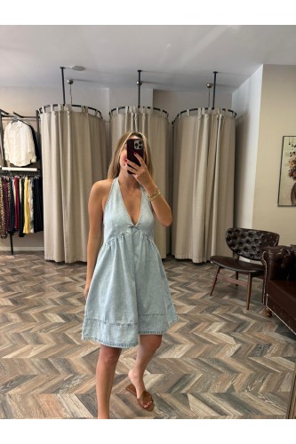 9638-90571 ÖNÜ BÜZGÜLÜ MİNİ ELBİSE