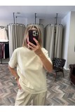 6379-30312 DEKORATİF DİKİŞLİ BİSİKLET YAKA TSHİRT