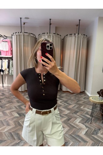 9699-31887 DÜĞMELİ KISA KOLLU TOP