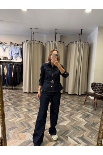 9843-D857 LONG SLEEVE BELTED JACKET