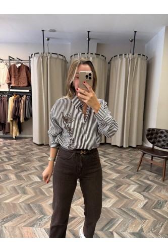9899-2517493 ÇİZGİLİ MODAL GÖMLEK