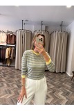 9943-845 ÇİZGİLİ UZUNKOL TRİKO