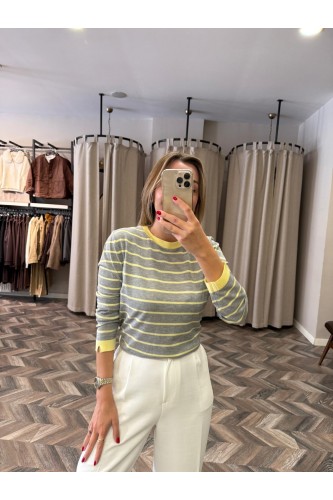9943-845 ÇİZGİLİ UZUNKOL TRİKO