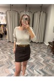 9932-25705-KH-K YÜKSEK BEL KEMERLİ PENSLİ ETEK