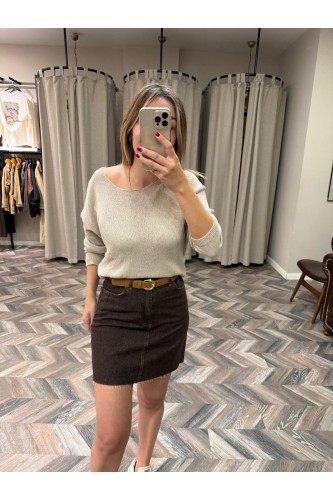 9932-25705-KH-K YÜKSEK BEL KEMERLİ PENSLİ ETEK