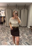 9932-25705-KH-K YÜKSEK BEL KEMERLİ PENSLİ ETEK