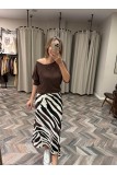 9933-7622 KAHVE ÇİZGİLİ SATEN VEREV ETEK
