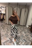9933-7622 KAHVE ÇİZGİLİ SATEN VEREV ETEK