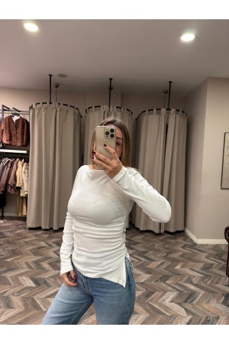 9882-32198 KAYIK YAKA UZUN KOLLU TOP